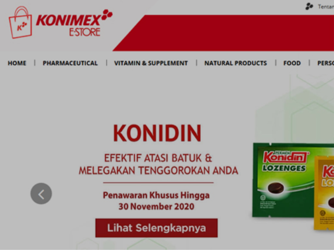 Screenshot of Konimexstore website